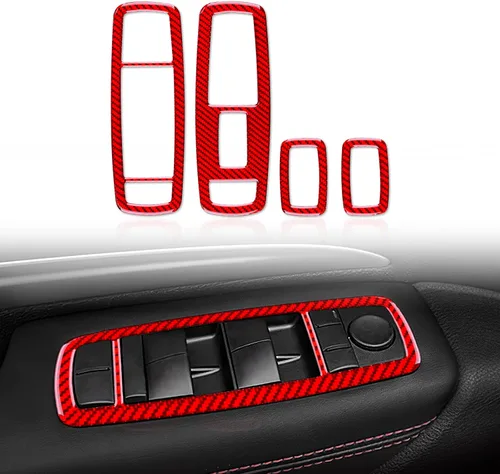 Vista 15 de AIRSPEED Cubierta de panel de palanca de cambios de fibra de carbono, calcomanía para consola central interior para Dodge Durango 2018 2019 2020