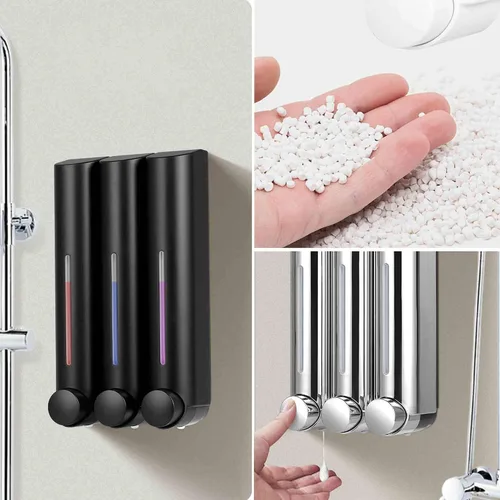 Vista 4 de Shampoo and Conditioner dispensers, Shower soap dispensers (Black 1 Chamber)