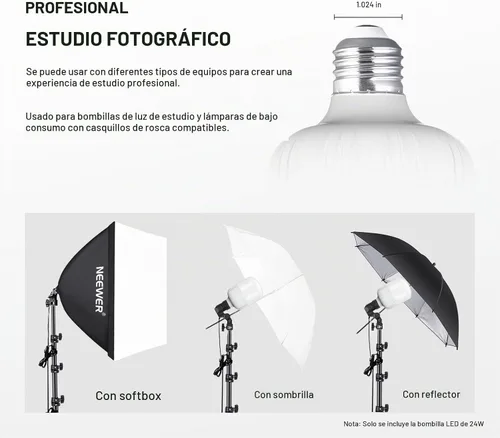 Vista 6 de Bombillas LED NEEWER E26 de 35 W, paquete de 2, 3150 lúmenes/5700 K/CRI 93+
