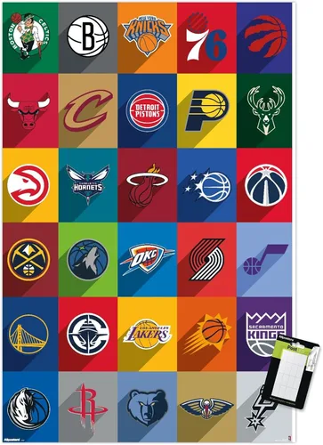 Vista 9 de NBA League - Póster de pared con logotipos 25, 34 pulgadas de largo x 22.4 pulgadas de ancho, versión premium sin marco
