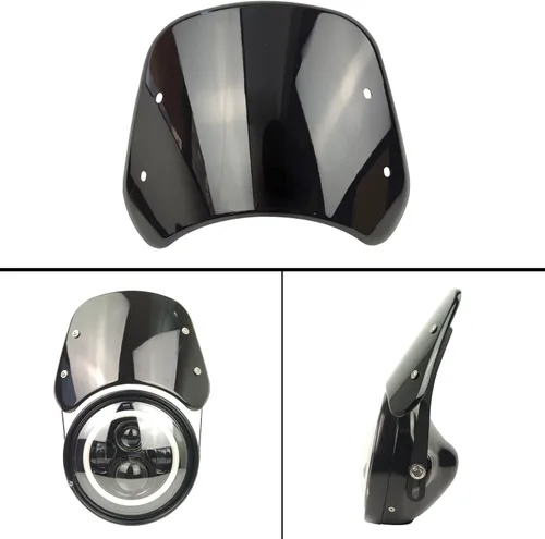 Vista 5 de Parabrisas Universal para Motocicleta Deflector de Viento Parabrisas Pantalla Frontal con Soporte para Motocicleta Faro LED de 5"-7" Pantalla