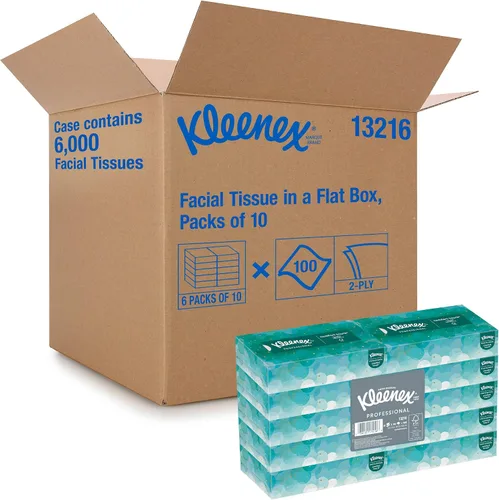 Vista 13 de Kleenex Pañuelo facial profesional, a granel (03076), 2 capas, blanco, cajas de pañuelos faciales planas para negocios, estuche de conveniencia
