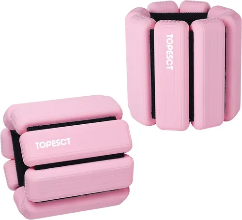 Vista 10 de TOPESCT Juego de 2 pesas ajustables para muñeca y tobillo (1 libra cada una), para yoga, danza, barras, pilates, cardio, aeróbicos, caminar Verde