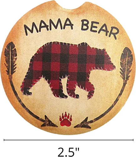Vista 6 de Needzo Mama Bear - Posavasos para bebida, bonitos y absorbentes para mamá, juego de 2 posavasos para mamá