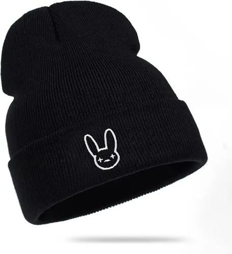 Vista 3 de Bad Rabbit Bunny Merch - Gorro de punto con puños, gorro diario para hombres y mujeres
