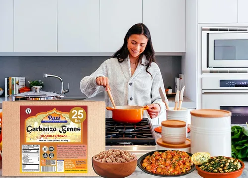 Vista 2 de Rani Garbanzo Frijoles (Kabuli Chana) 400 oz (25 libras) 25 lbs / 11.36kg Caja a granel ~ Todo natural Vegano Apto para gluten Sin OMG