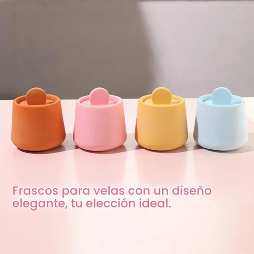 Vista 5 de BOOWAN NICOLE Tarros de velas Moldes de hormigón, moldes de silicona trapezoidales para olla de vela con tapas para decoración del hogar (SH0974-1)