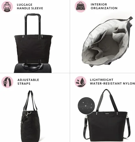 Vista 6 de Carryall - Bolsa de viaje para mujer, ligera, de nailon, con cremallera, para playa, artículo personal con funda para equipaje