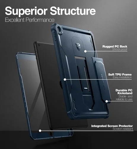 Vista 3 de Dexnor Funda para iPad de 9ª/8ª/7ª generación de 10.2 pulgadas, [protector de pantalla y soporte integrados] con soporte para bolígrafo, resistente