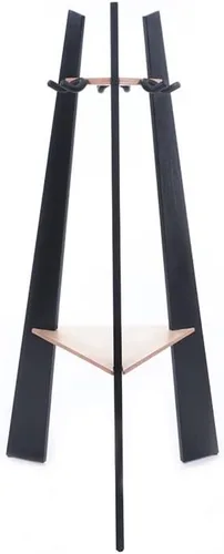 Vista 2 de GR-1 Estante de exhibición de madera hecho a mano de 3 vías Multi Guitar Stand - Negro