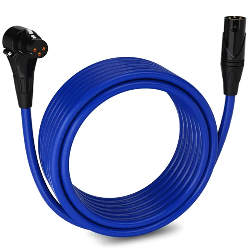Vista 87 de LyxPro Cable de micrófono XLR hembra a macho de ángulo recto de 3 pines de 1.5 pies para altavoces amplificados, interfaz de audio, rendimiento