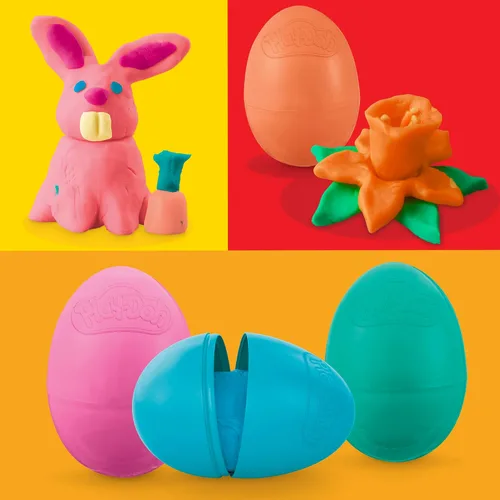 Vista 3 de Play-Doh Eggs - Paquete de 24 juguetes de caza de huevos de dinosaurio y dragón, compuesto de modelado para regalos de cumpleaños y recuerdos