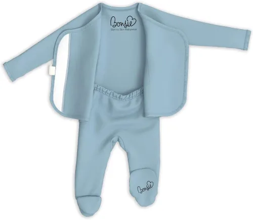 Vista 4 de Bonsie Skin to Skin Babywear Footie - Pies de bebé verde azulado de una pieza - Ondulación