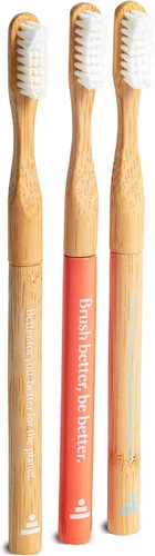 Vista 9 de Better & Better Cepillo de dientes de bambú natural, cerdas suaves, 100% a base de plantas, mango reutilizable y cabezal de cepillo reemplazable