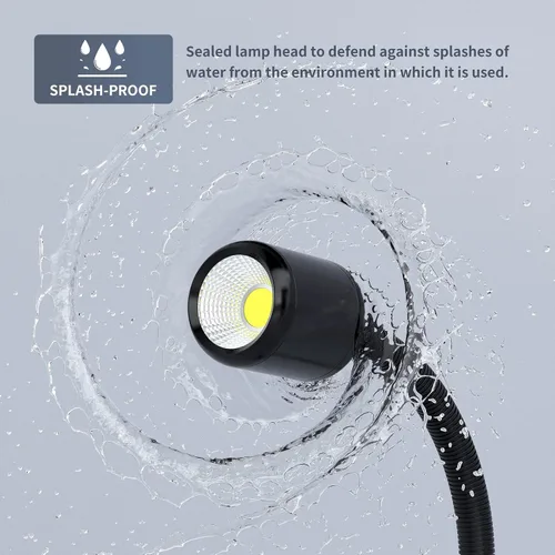 Vista 6 de Luz LED para máquina, luz de torno flexible IP66, impermeable, 800 lúmenes, 110 V-220 V, con base de abrazadera de boca de caballo para máquina