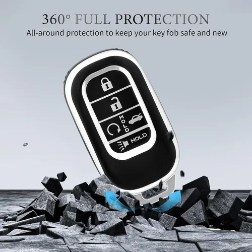 Vista 4 de OFFCURVE Funda para llavero de coche de TPU para Honda D5, Negro