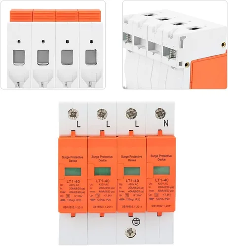 Vista 4 de Oumefar 4 Pole AC 420V House Protector 40KA dispositivo de pararrayos de baja tensión Dispositivo de carril DIN