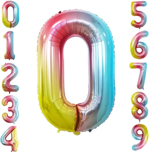 Vista 5 de Goer, conjunto de globos de papel aluminio para decoraciones de cumpleaños, globos de las letras de feliz cumpleaños y de números Oro