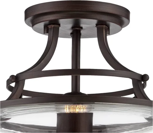 Vista 7 de Franklin Iron Works Charleston - Lámpara de techo industrial rústica de granja, lámpara semiempotrada de 13 1/2 pulgadas de ancho, pantalla LED