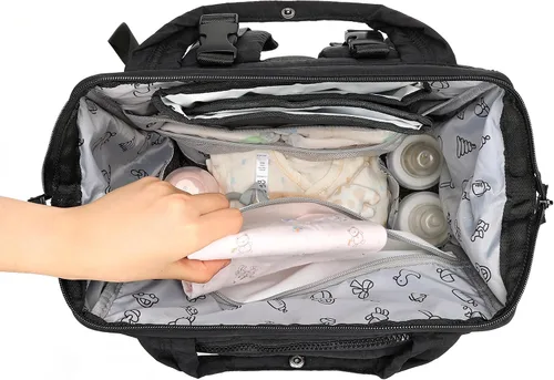 Vista 3 de BELALIFE Mochila para pañales para bebés, mochila de viaje para mamás papás, con cambiador, soportes para botellas aislados y correas