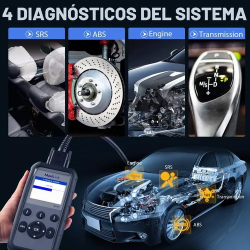Vista 2 de 2026 Nuevo Autel ML629 Escáner OBD2, herramienta de diagnóstico de transmisión del motor ABS SRS, lector de códigos OBDII completo para mecánicos