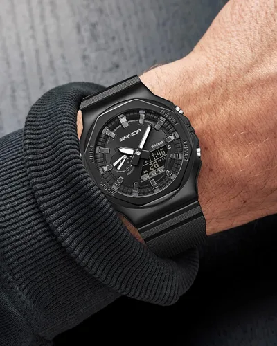 Vista 5 de FORSINING Reloj deportivo militar para hombre, resistente al agua, analógico, digital, deportivo, electrónico, táctico, militar, para hombre, fecha