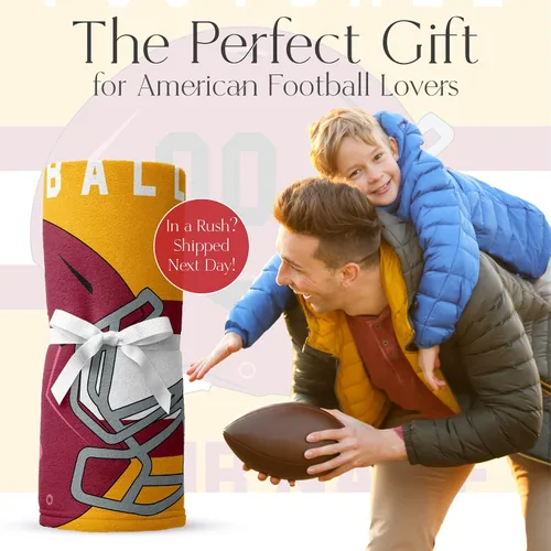 Vista 2 de Manta personalizada para fanáticos del fútbol americano – Se envía al día siguiente – Hecha en Estados Unidos – Manta de vellón personalizada