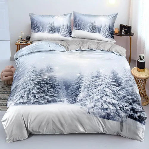 Vista 11 de Juego de funda de edredón de Navidad 3D, fundas de edredón y fundas de almohada con patrón de lazo rojo, juegos de ropa de cama de color pulido