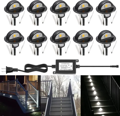Vista 18 de Luz LED para escaleras, bajo voltaje, impermeable, IP65, para exteriores, 1-2/5 pulgadas, de madera empotrada, iluminación LED de terraza, patio