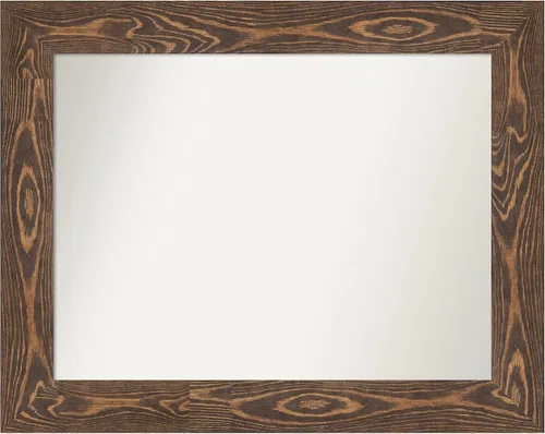Vista 236 de Amanti Art Espejo de baño marrón para sobre fregadero, 26 x 26 pulgadas, espejo de tocador cuadrado marrón rústico Alexandria, marco de madera