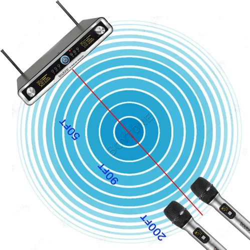 Vista 3 de Boytone BT-48UM - Micrófono inalámbrico de 100 canales, doble metal profesional UHF inalámbrico micrófono dinámico inalámbrico Sistema de micrófono