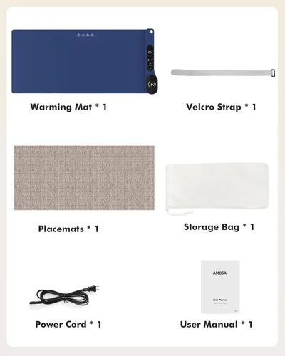 Vista 9 de Nuevo Tapete de Calentamiento de Alimentos con Cargador Inalámbrico, 34"x15" Extra Grande Enrollable Calentador de Alimentos, Tapete