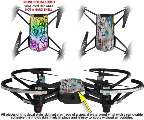 Vista 2 de Skin Wrap 2 Pack para DJI Ryze Tello Drone escena Kid bocetos Rainbow Drone No Incluidas