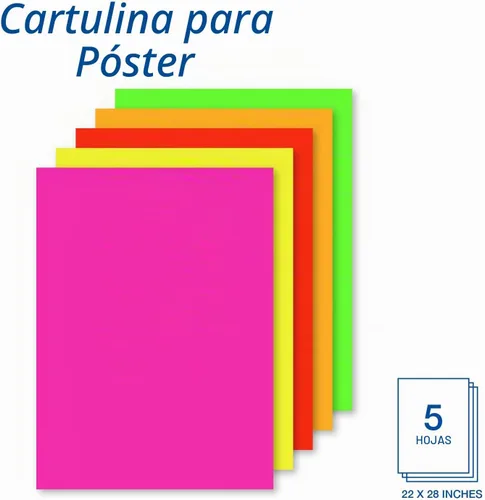 Vista 2 de Royal Brites Cartel 23407 - Neón fluorescente surtido de 5 hojas, 22 x 28 pulgadas
