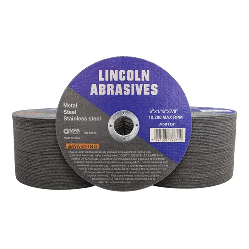 Vista 10 de 25 piezas de ruedas de corte Lincoln Abrasives Metal y acero inoxidable de 4.5" x 1/16" x 7/8