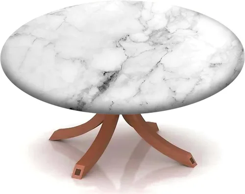 Vista 19 de Mantel redondo ajustable con patrón de mármol, borde elástico, adecuado para catering y cocina, se puede limpiar para mesas redondas de comedor