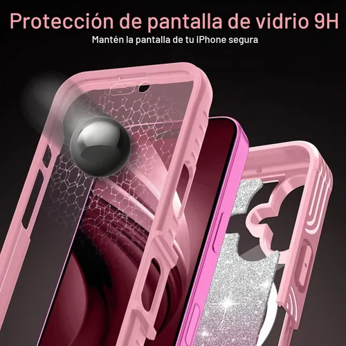 Vista 7 de Hekodonk Funda para iPhone 16, compatible con Magsafe [protector de pantalla de vidrio templado integrado y protección de lente de cámara] cuerpo