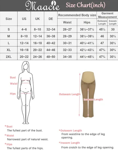 Vista 3 de Maacie Leggings acampanados de maternidad sobre el vientre, pantalones de corte de bota con bolsillos para yoga, trabajo casual
