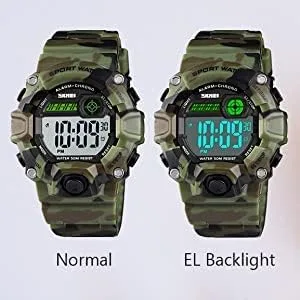 Vista 3 de CakCity Boys Camouflage LED Sports Kids Watch Waterproof Digital Electronic Military Wrist Watches for Kids with Silicone Band Alarm Stopwatch