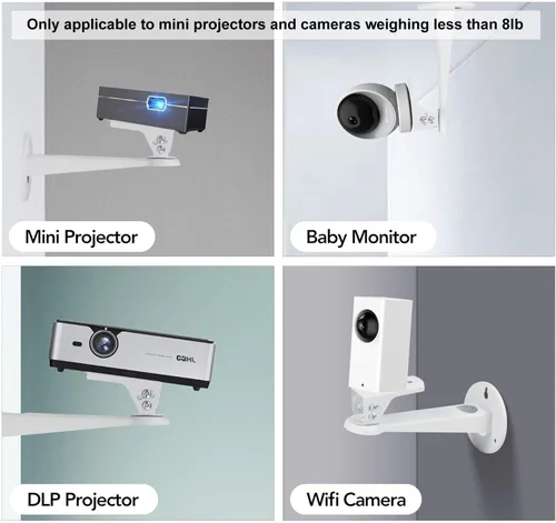 Vista 5 de Soporte de pared para mini proyector/colgador de proyector/carcasa de cámara de seguridad CCTV (blanco) - para CCTV/cámara/proyector/webcam