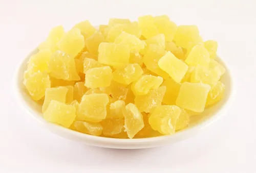 Vista 5 de Piña seca en cubitos, 1 libra, cruda, vegana, endulzada, sin sulfatar, a granel, ideal para uso culinario y hornear