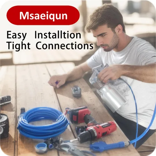 Vista 2 de Kit de Tubo de Aire Neumático MSAEIQUN Manguera de Aire de PU Negra Tubo de Tubería 1/2" DE 3/8" DI 12 Metros 39.4ft para Línea de Aire o Negro