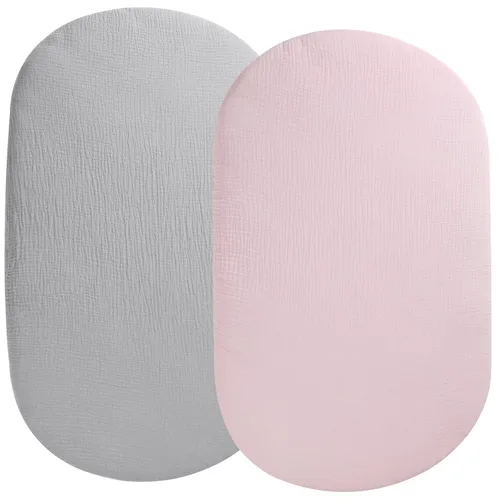 Vista 13 de Sábanas ajustadas de muselina para moisés compatibles con Halo Bassinest Swivel Flex Glide Premiere & Serie Luxe, 2 unidades, algodón elegante Boho