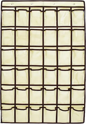 Vista 11 de Organizador para colgar sobre la puerta, para el aula, para colgar en la pared, puerta, armario, bolsa de almacenamiento de tela duradera, 12 Beige