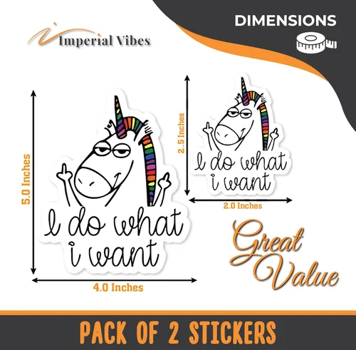 Vista 2 de IMPERIAL VIBES Adhesivo con texto en inglés "I Do What I Want - Adhesivo de vinilo para automóvil, camión y furgoneta- Uso en interiores