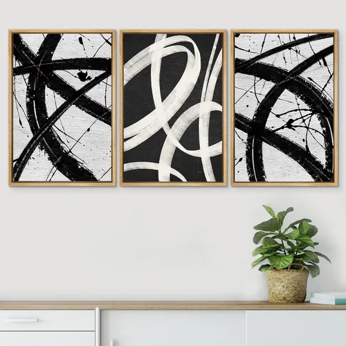 Vista 641 de SIGNWIN Lienzo enmarcado para pared, juego de arte neutro de bosque brumoso, ilustraciones en tono tierra, arte moderno, decorativo, bohemio