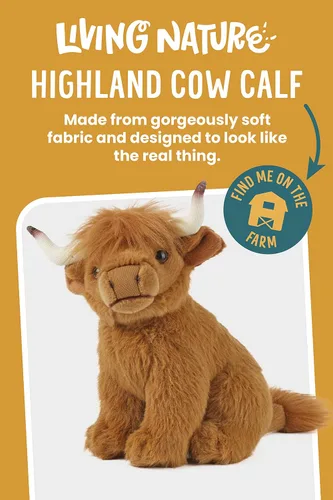 Vista 2 de Living Nature - Peluche suave, diseño de vaca de peluche, animales de granja, 20cm, desconocido
