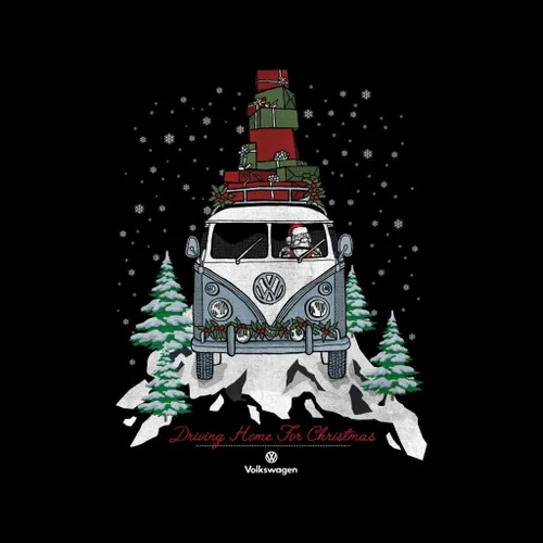 Vista 2 de Volkswagen Driving Home Christmas Camper - Camiseta para mujer