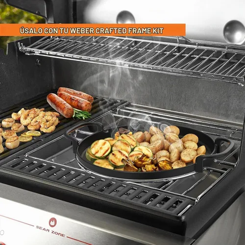 Vista 5 de onlyfire Plancha de hierro fundido con asas para el sistema Weber Gourmet