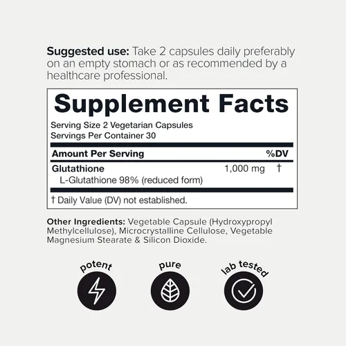Vista 7 de Toniiq Cápsulas de glutatión de ultra alta resistencia certificadas por NSF - Fórmula concentrada de 1000 mg - 98% más altamente purificadas